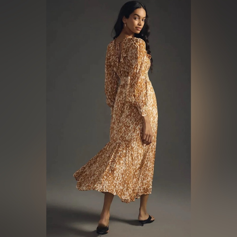 NWT Anthropologie The Odetta Ruffled VNeck Maxi Dress Boho Floral Long Sleeve XS - Picture 2 of 14